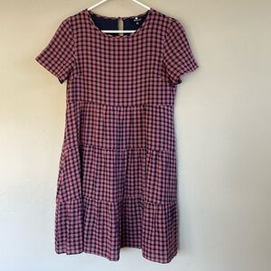 Madewell Short-Sleeve Tiered Mini Dress in
Gingham Check size XS